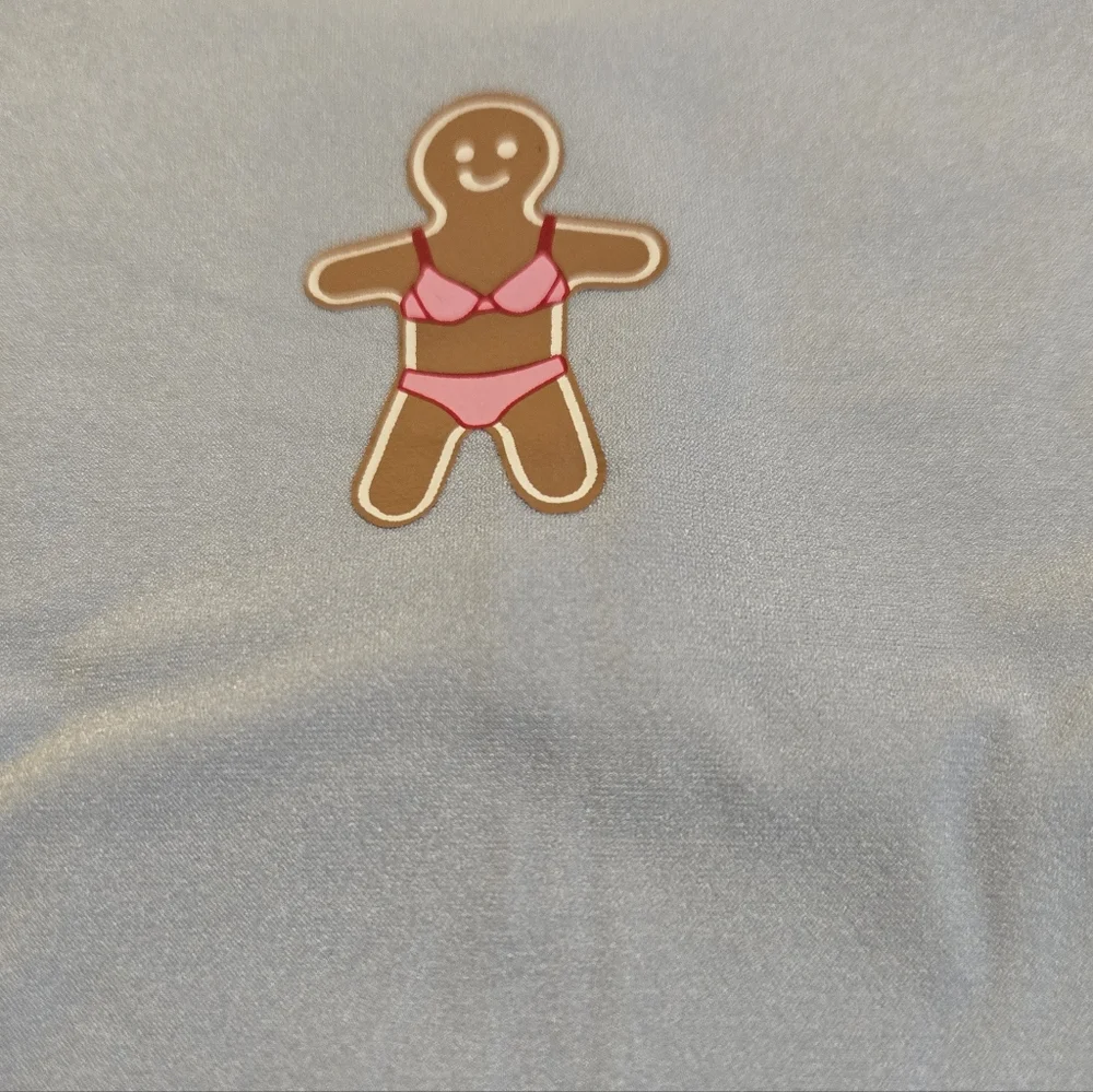 5/$40🛍 Victoria's Secret PINK No Show Light Blue Gingerbread Girl Thong NWOT